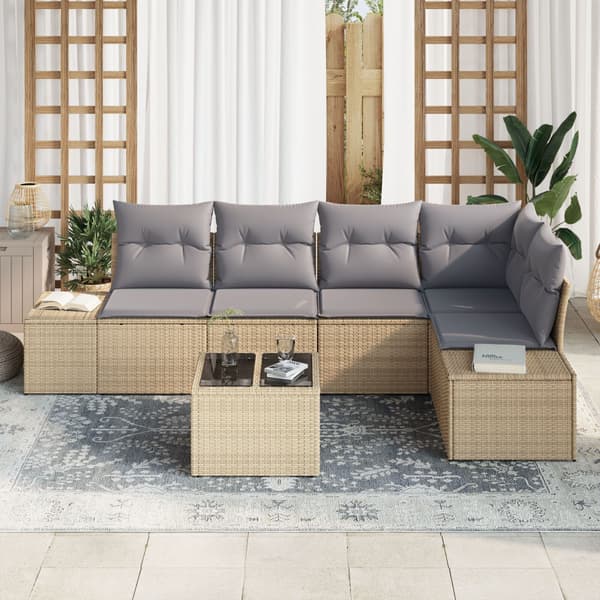 Trädgårdsoffset 6 pcs Beige konstrotting