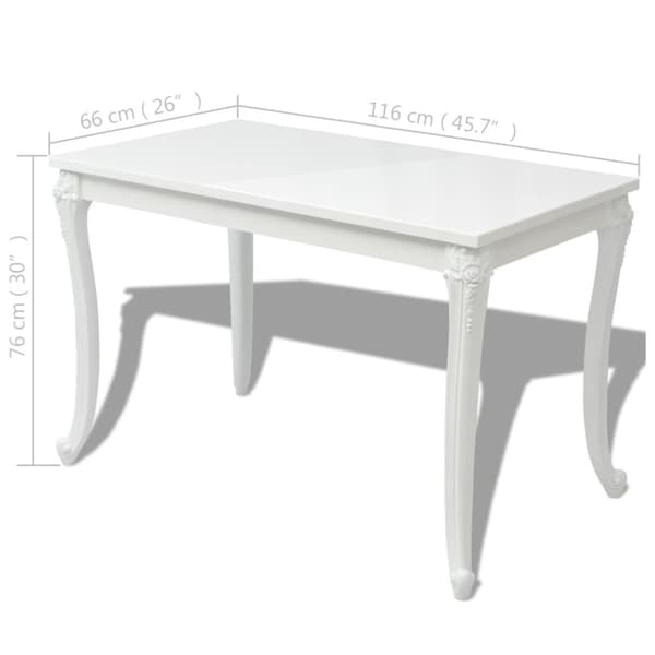 Matbord 116x66x76 cm vit högglans