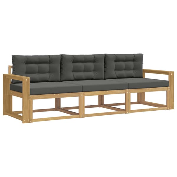 Utomhussoffset med kudde 3 pcs Vit och antracit Polyester