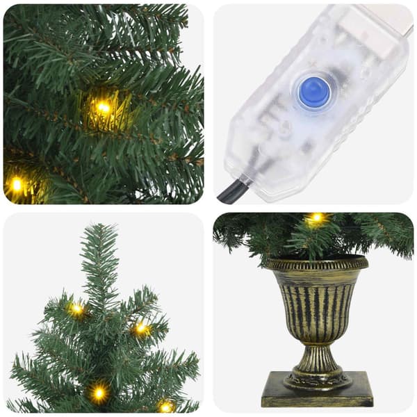 Mini julgran 120 cm 100 LED-lampor Varmvit PVC Grön