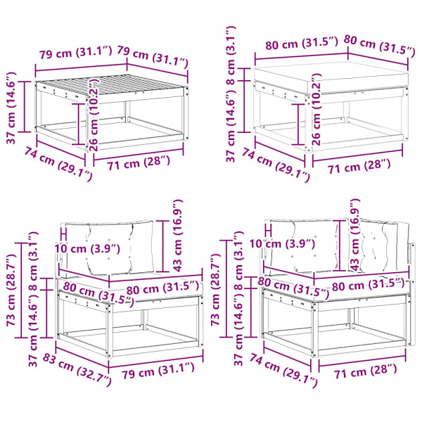 Utomhussoffset 7 pcs Vit och Beige