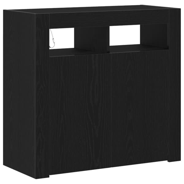Sideboard Svart Ek 80 x 35 x 75 cm Konstruerat trä