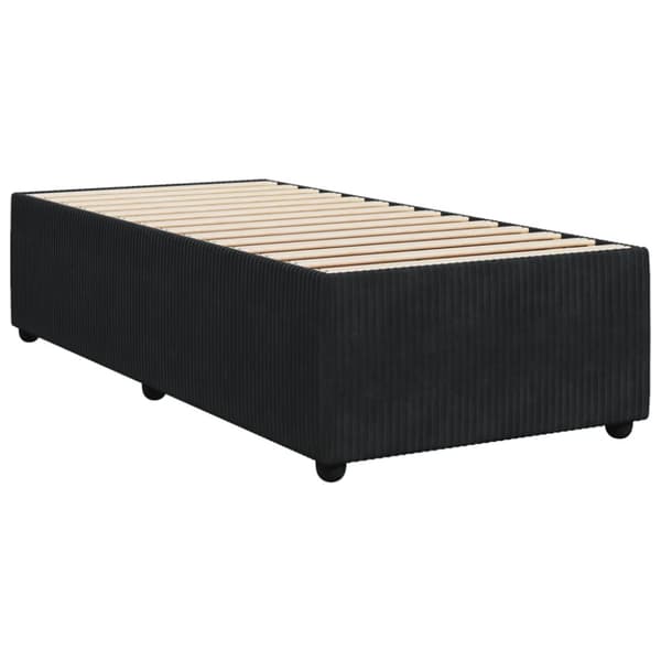 Ramsäng med madrass svart 90x200 cm sammet