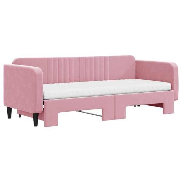 Dagbädd utdragbar med madrasser rosa 80x200 cm sammet