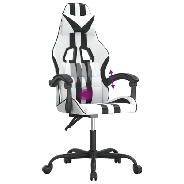 Snurrbar gamingstol vit och svart konstläder