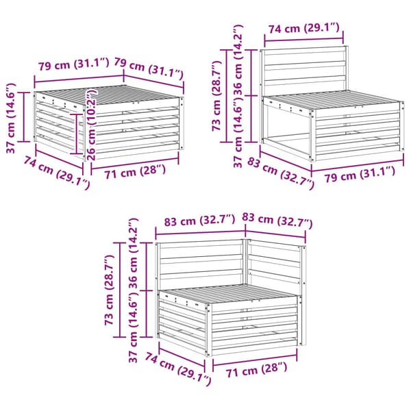 Utomhussoffset 6 pcs Naturfärg