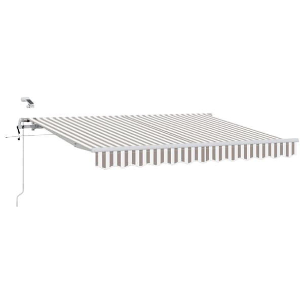 Utfällbar markis Ljusgrå och vit. 600 × 300 cm