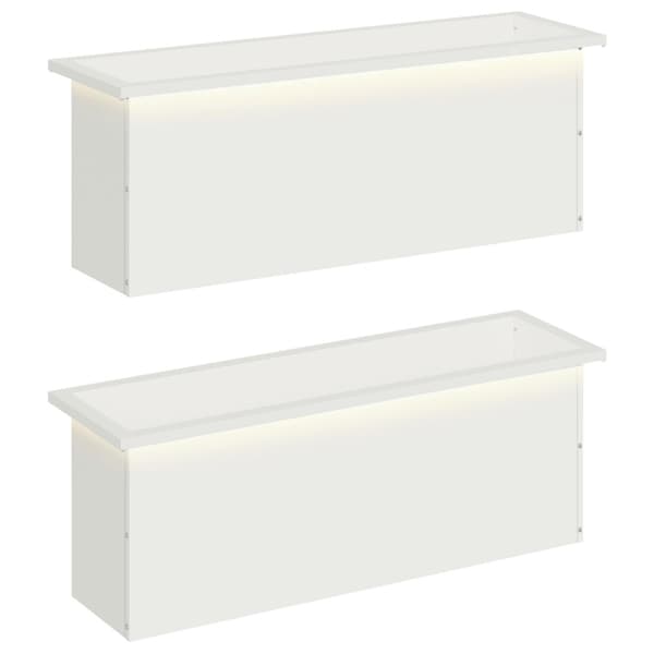 Odlingslåda med LED 2 st Vit 30 x 100 x 30 cm Stål