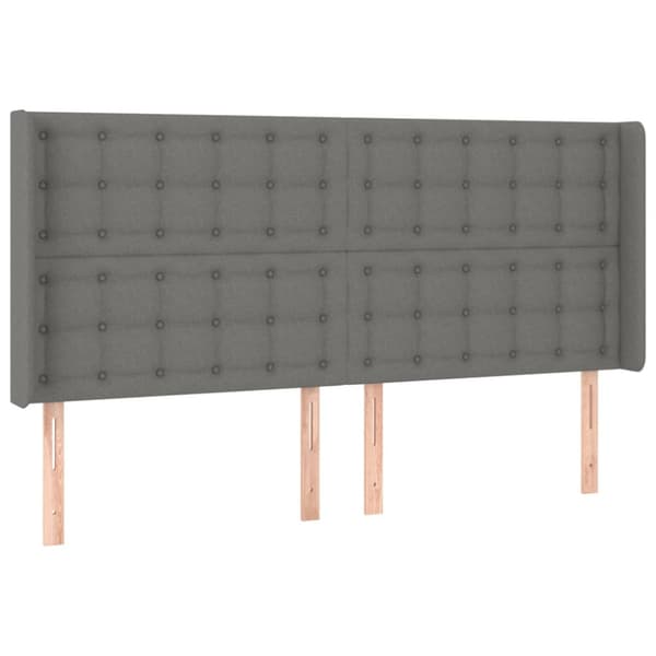 Ramsäng med madrass & LED mörkgrå 200x200 cm tyg