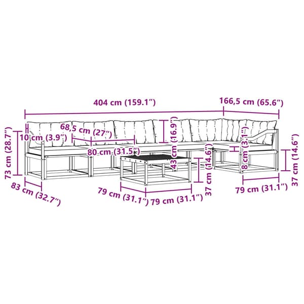 Utomhussoffset 7 pcs Vit och Beige 79 x 79 x 37 cm