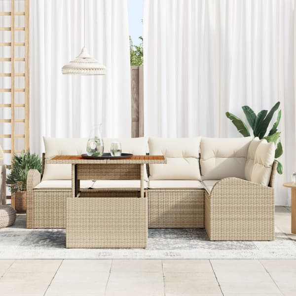 Trädgårdsoffset 6 st beige och gräddvit