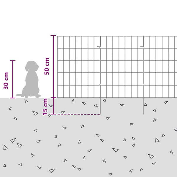 Trädgårdsstängsel med pålar 24 pcs 35 x 50 cm Mesh Silver
