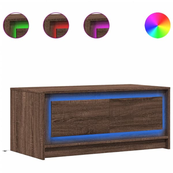 Soffbord med LEDs brun ek konstruerat trä