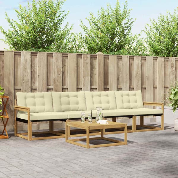 Utomhussoffset 5 pcs Vit och grädde 79 x 79 x 37 cm