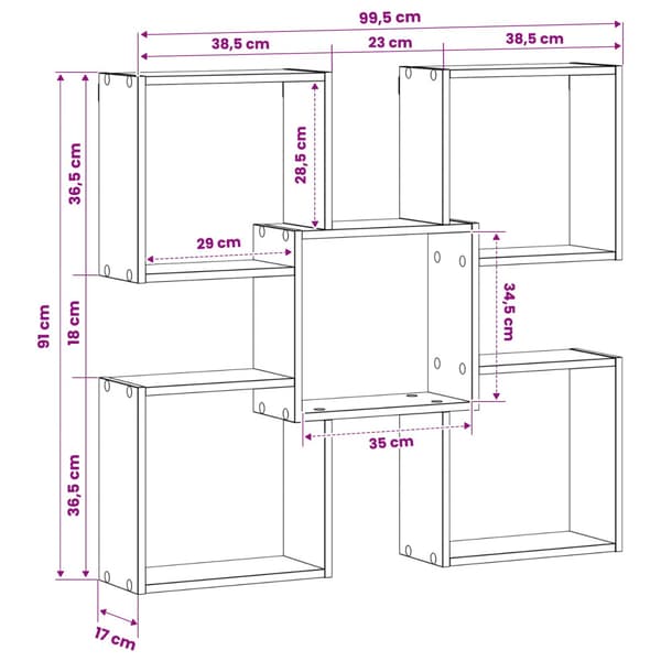 Vägg hylla Vit 99,5 x 17 x 91 cm Konstruerat trä