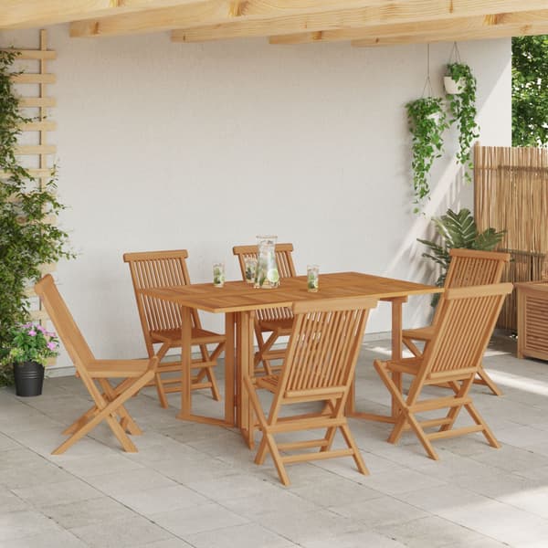 Trädgårdsmöbelset 7 pcs Brun Massivt teakträ