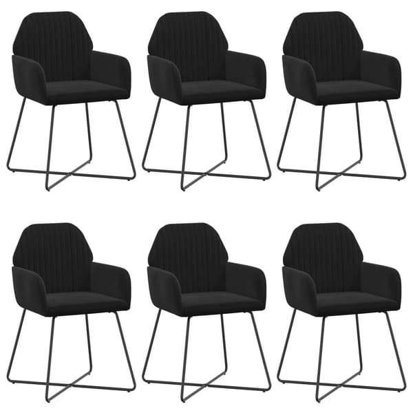 Matstolar 6 pcs Sammet Svart 55 x 50 x 84 cm