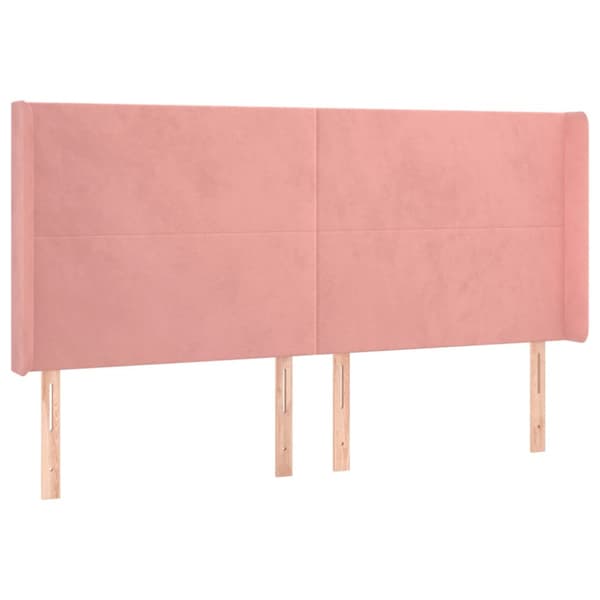 Sänggavel LED rosa 163x16x118/128 cm sammet
