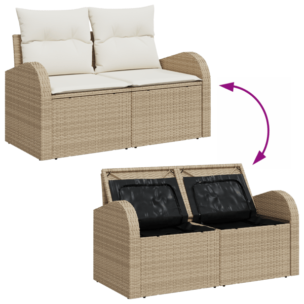 Trädgårdsoffset 8 st 7-Antal sittplatser Beige och gräddfärgad