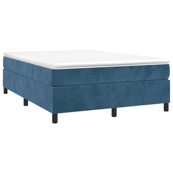 Boxspring-sängram mörkblå 140x200 cm sammet