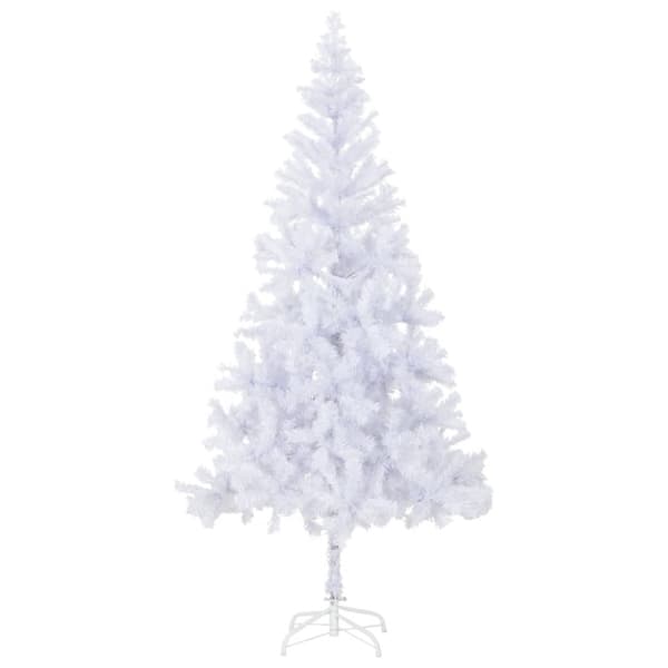 Belyst plastgran med kulor 210 cm 910 grenar