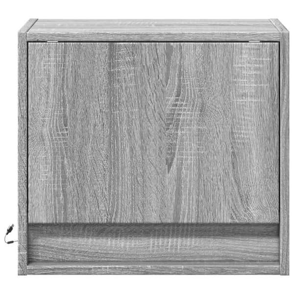 Väggmonterade sängbord med LED-lampor 2 st grå sonoma