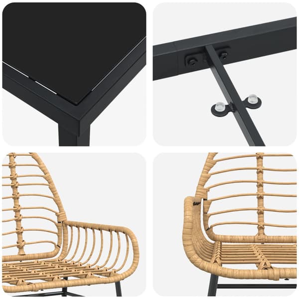 Trädgårdsmöbelset 7 pcs Brun konstrotting