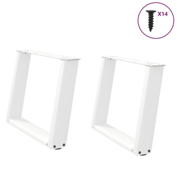 Soffbordsben U-formade 2 st vita 60x(42-43) cm stål