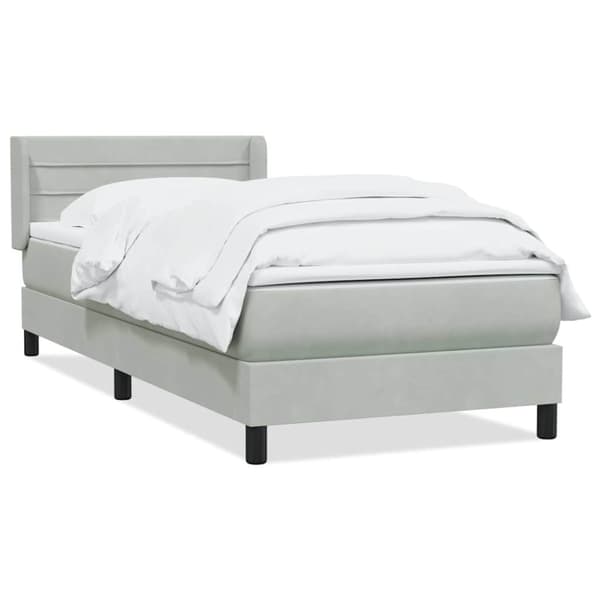 Ramsäng med madrass ljusgrå 80x210 cm sammet