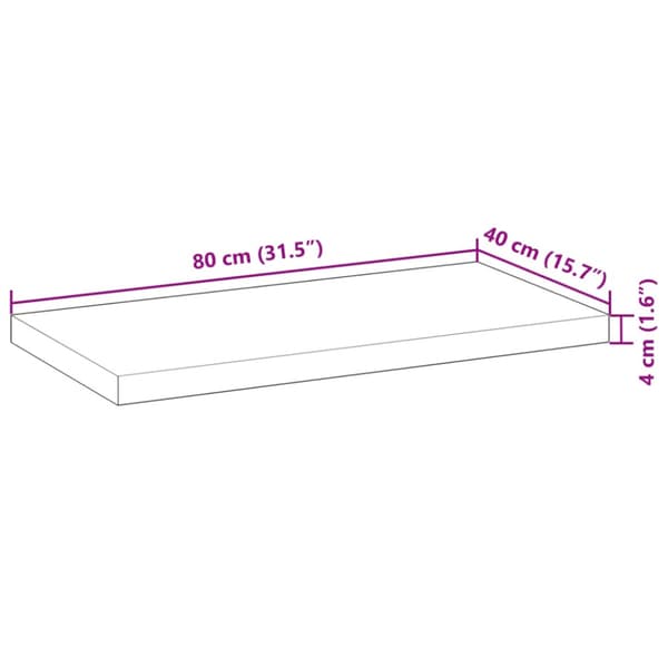 Bordsskiva 80x40x4 cm rektangulär massiv akacia