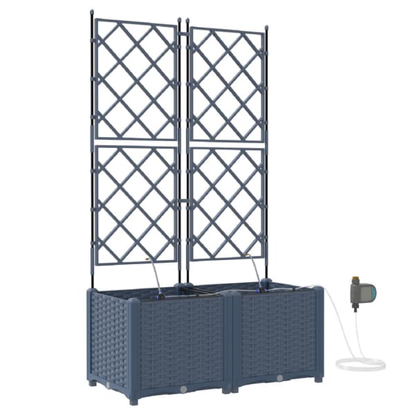 Trädgårdsplanterare 2 pcs Grå 80 x 40 x 142 cm Plast