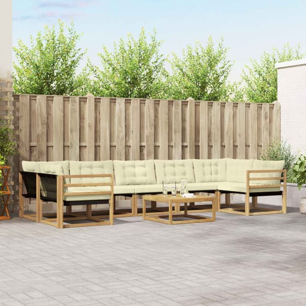 Utomhussoffset 8 pcs Vit och grädde 79 x 79 x 37 cm