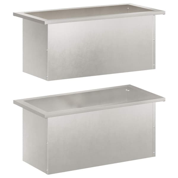 Odlingslåda med LED 2 st Silver 30 x 60 x 30 cm Rostfritt stål