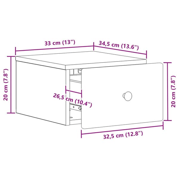 Väggmonterat Sängbord Vit 34,5 x 33 x 20 cm Konstruerat trä