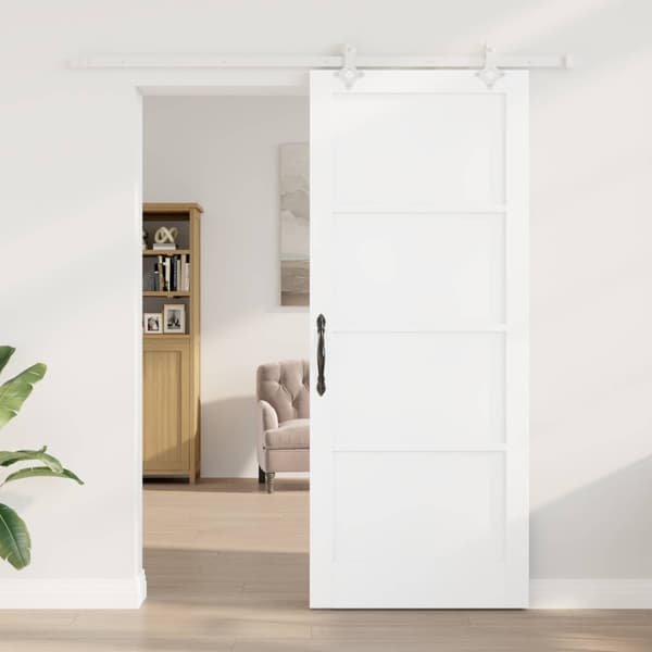 Skjutdörr 86 x 211 cm Konstruerat trä Vit