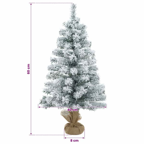Flockad mini-julgran 60 cm PVC Grön och Vit