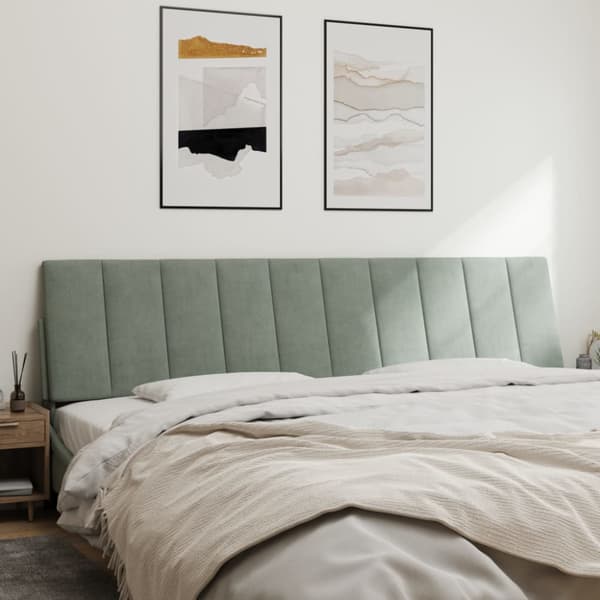 Headboard Cushion "Hanko" Light Grey 200 cm Velvet
