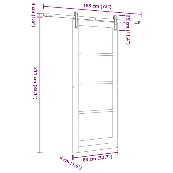 Skjutdörr 83 x 211 cm Konstruerat trä Vit