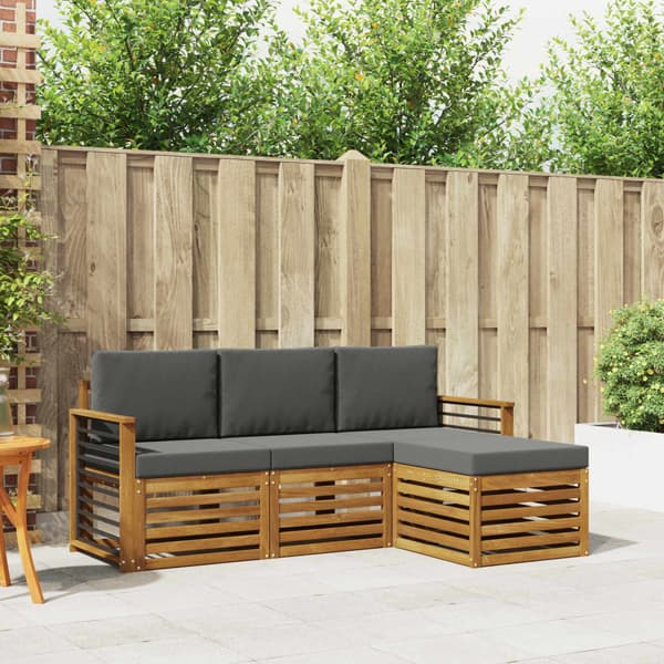 Utomhussoffset med kudde 4 pcs Naturlig och Antracit
