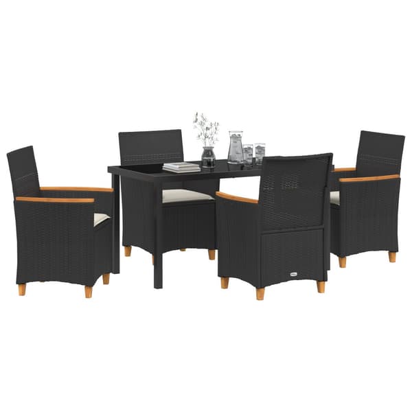 Trädgårdsmöbelset 5 pcs Svart konstrotting