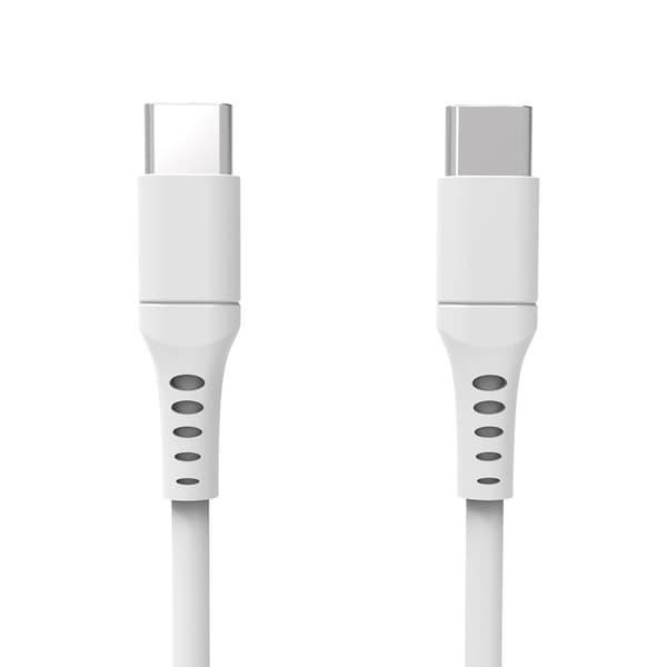 Laddkabel USB-C till USB-C 2.0 3m Vit Rund Kabel