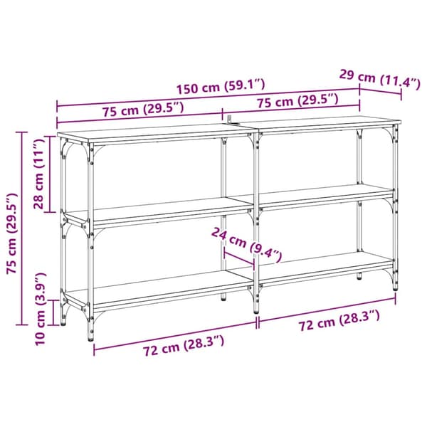 Konsolbord Svart Ek 150 x 29 x 75 cm
