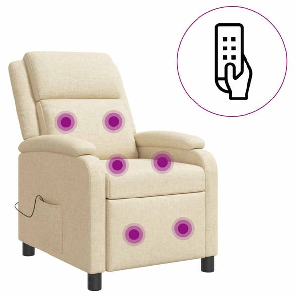 Massagefåtölj Gräddvit Tyg