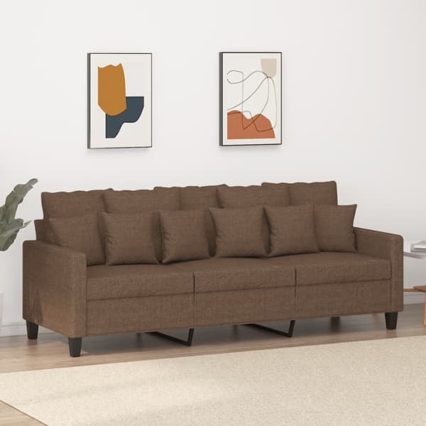 3-sitssoffa brun 180 cm tyg