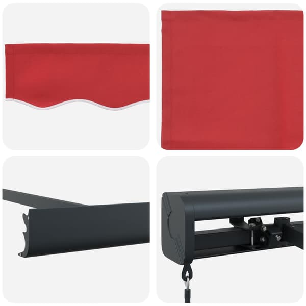 Utfällbar markis Röd 4 × 3 m Canvas och Aluminium