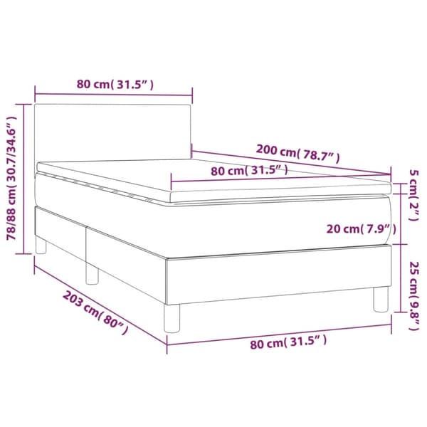 Ramsäng med madrass & LED vit 80x200 cm konstläder