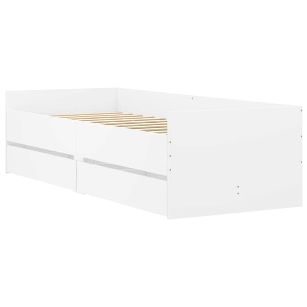 Sängram med förvaring Vit 80 x 200 cm Konstruerat trä