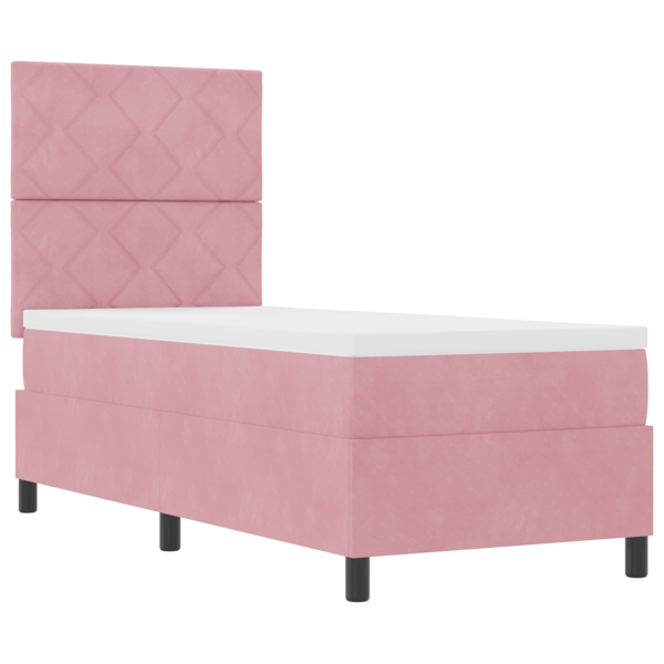 LED Box Säng med huvudgavel Rosa 80 x 200 cm Sammet