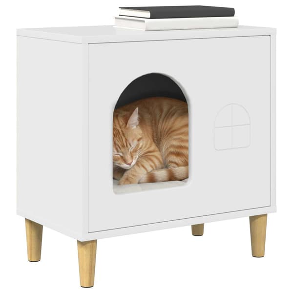 Katt hus Glansig Vit 51 x 30 x 52 cm Konstruerat trä