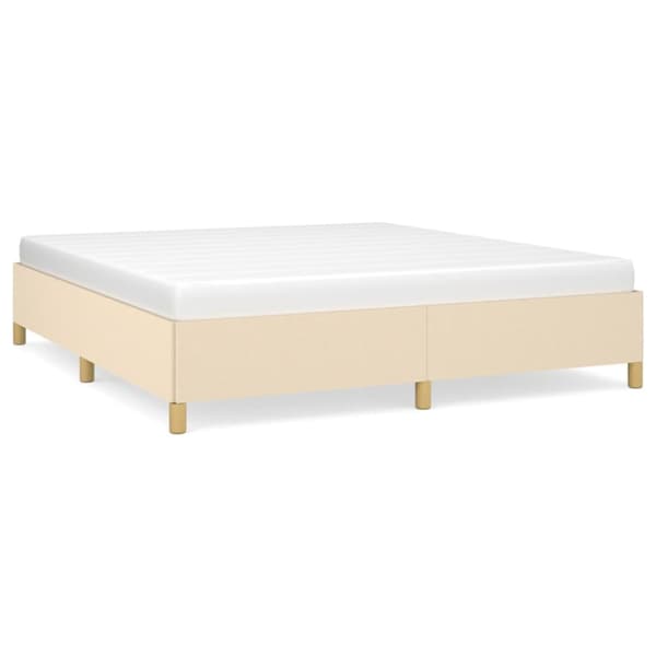 Boxspring-sängram gräddvit 180x200 cm tyg